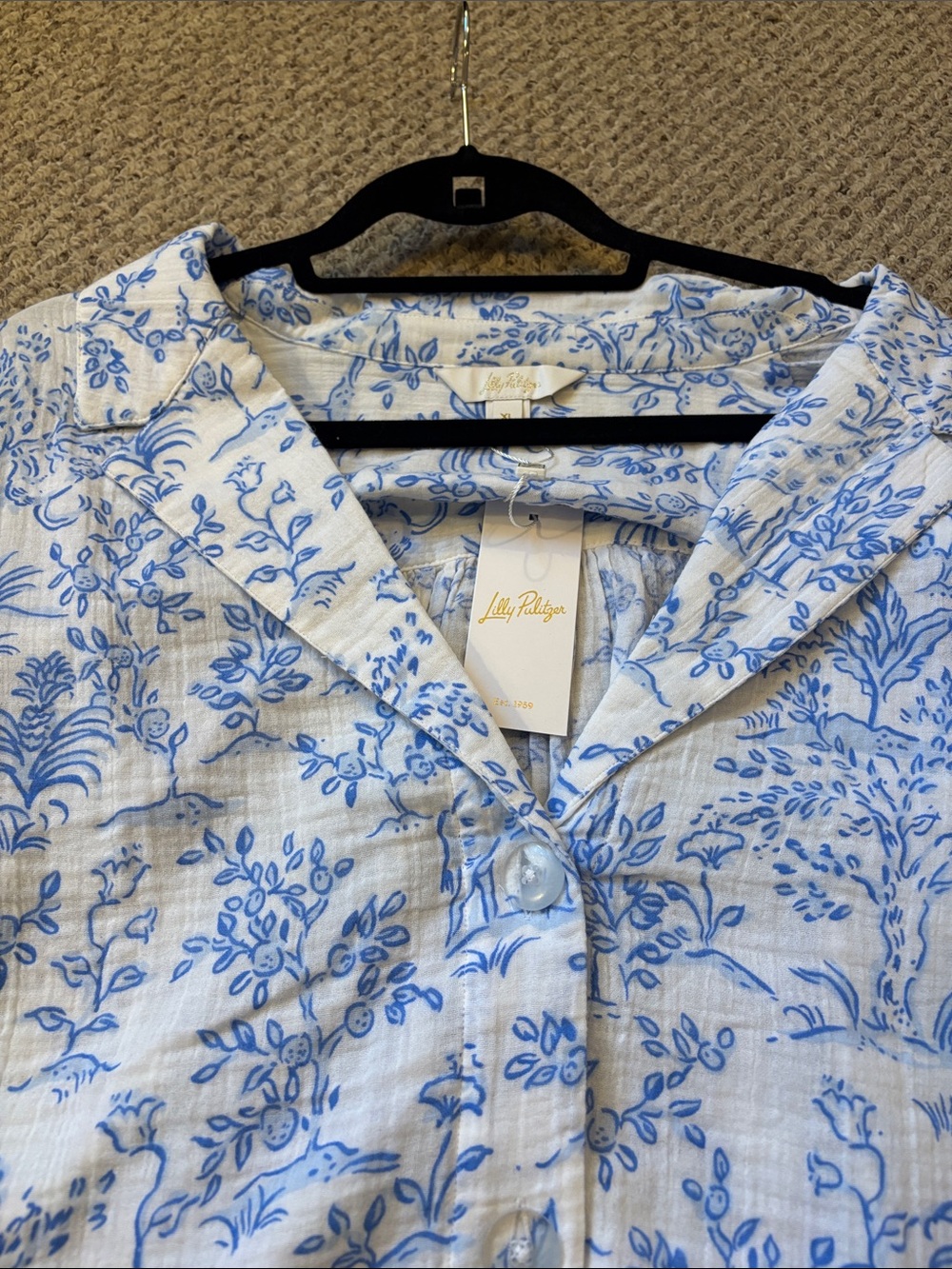 NWT!! Lilly Pulitzer Blue & White Floral Swim Coverup Set - Picture 4 of 10